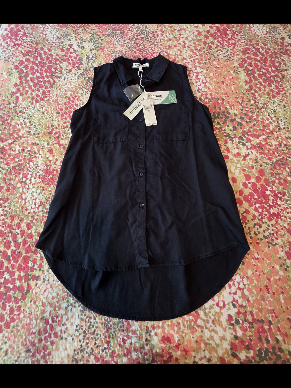 Workshop Republic Clothing Navy Blue Sleeveless Button-Up Tunic